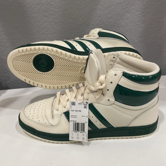 ADIDAS ORIGINALS-Top Ten RB Men’s High Top Sneaker Off White/Dark Green sz 11.5 - Picture 2 of 5